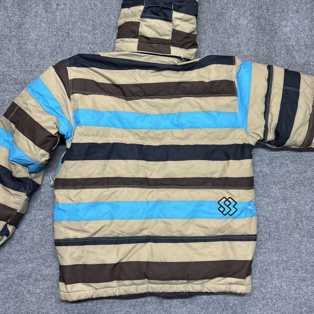 Special Blend Jacket Mens Medium Blue Striped Down Hooded Waterproof Ski Snow - Picture 9 of 16